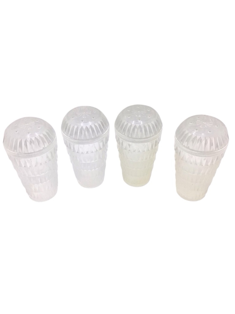 Vintage MCM Arrow Acrylic Salt Pepper Shakers Set Clear Diamond Retro 4 Pc. - Picture 6 of 13